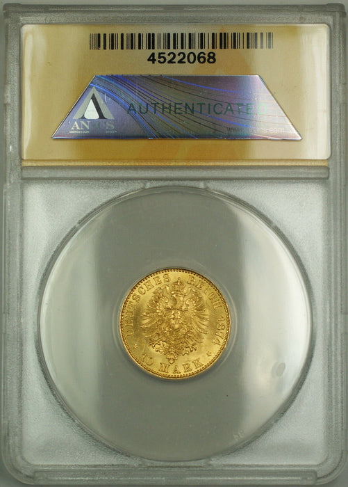 1874-A Germany-Prussia 10M Mark Gold Coin ANACS MS-64