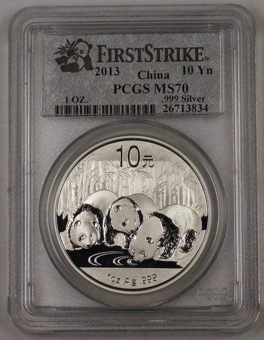 2013 China 10 Yuan Silver Coin 1 Ozt .999 First Strike PCGS MS-70 Perfect