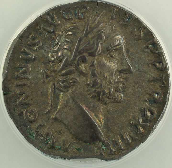 AD 154 Roman Denarius Silver Coin Antoninus Pius Rome Mint ANACS EF-45 AKR