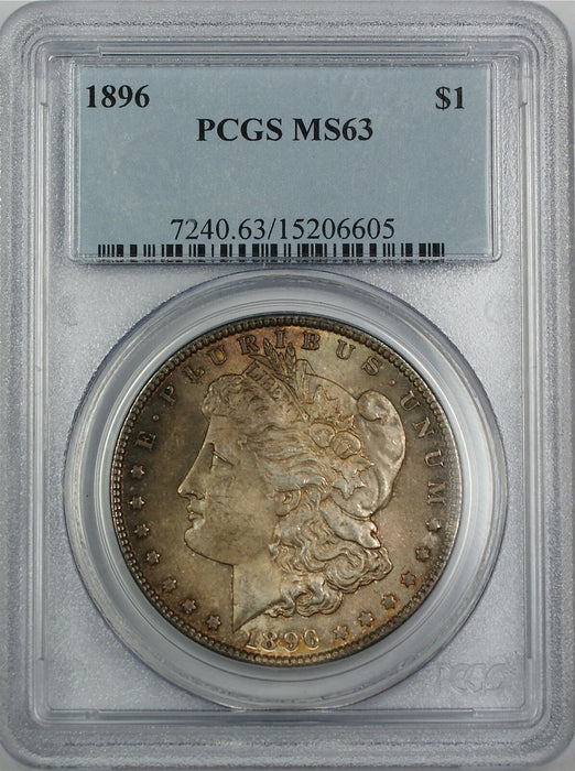 1896 Morgan Silver Dollar Coin, PCGS MS-63, Toned