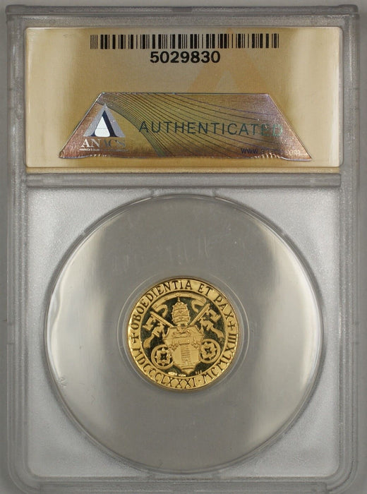 1963 Proof Pope John XXIII Gold Medal 3.49g ANACS PF-63 DCAM