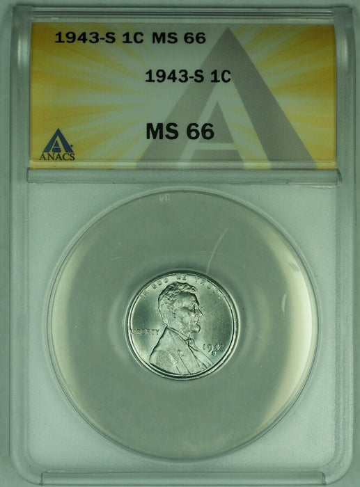 1943-S Lincoln Steel Wheat Cent 1C Coin ANACS MS 66 (1)