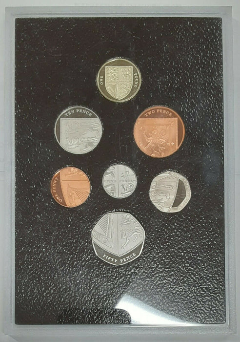 2008 United Kingdom Royal Shield Design Proof Set 7 Gem Coins in Plastic Case