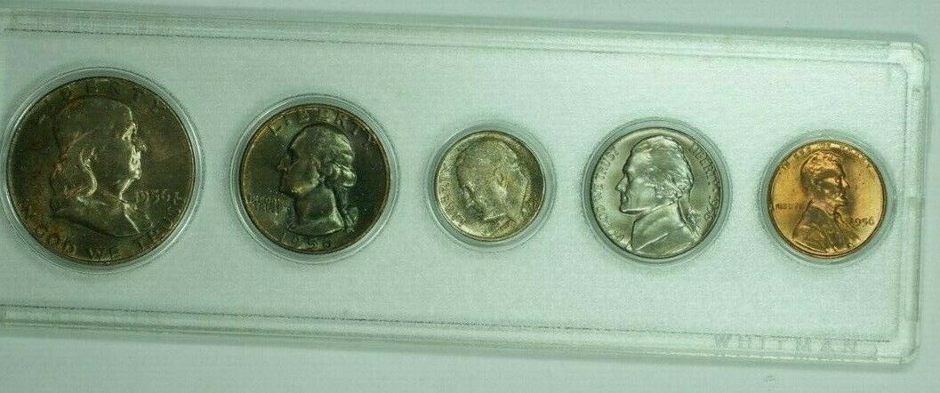 1958 US Mint Set in Plastic Holders Brilliant Uncirculated Coins Mint Set Toned