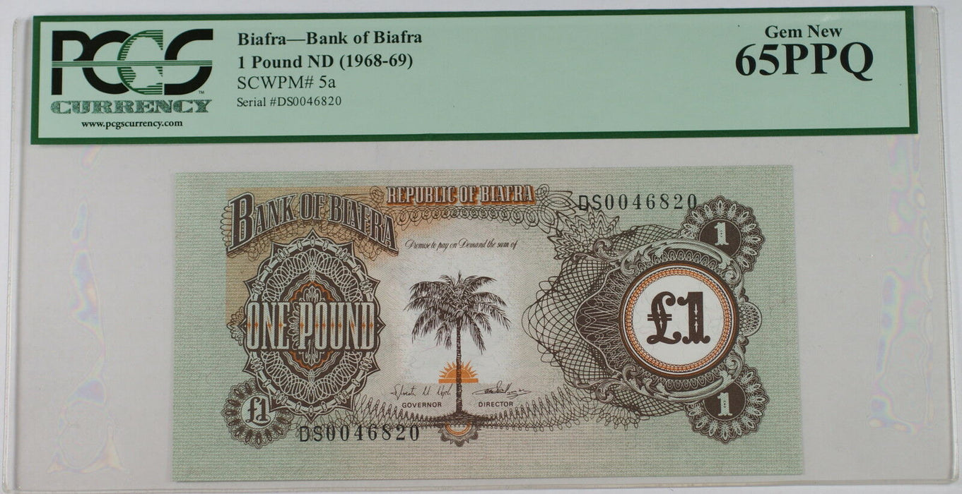 (1968-69) Bank of Biafra 1 Pound Note SCWPM# 5a PCGS 65 PPQ Gem New