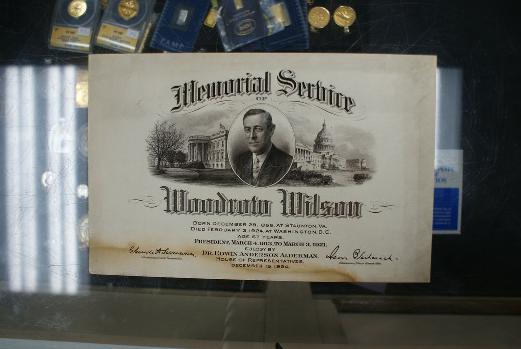 FB 1924B Woodrow Wilson Memorial card