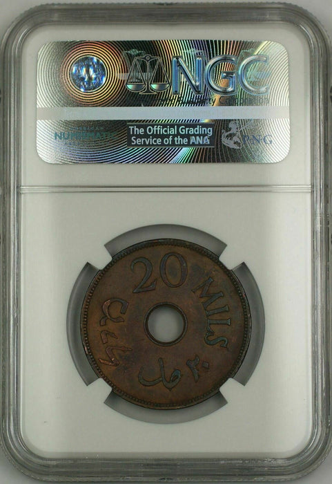 1942 Palestine 20M Twenty Mils Coin NGC XF Details Surface Hairlines