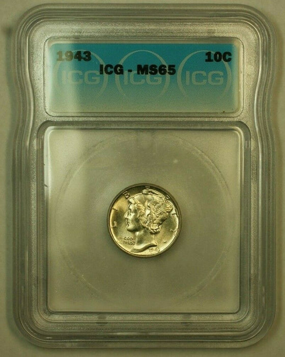 1943 Silver Mercury Dime 10c Coin ICG MS-65 (2I)