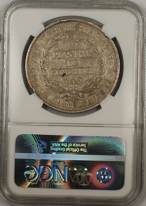 1900A French Indochina 1P Piastre Silver Coin NGC XF Details Rim Damage