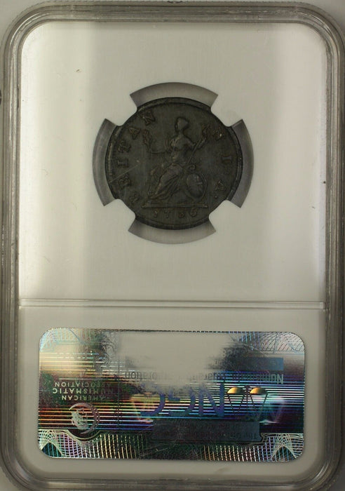 1736 Great Britain 1/4 Penny Farthing Coin NGC VF Details Obverse Damage