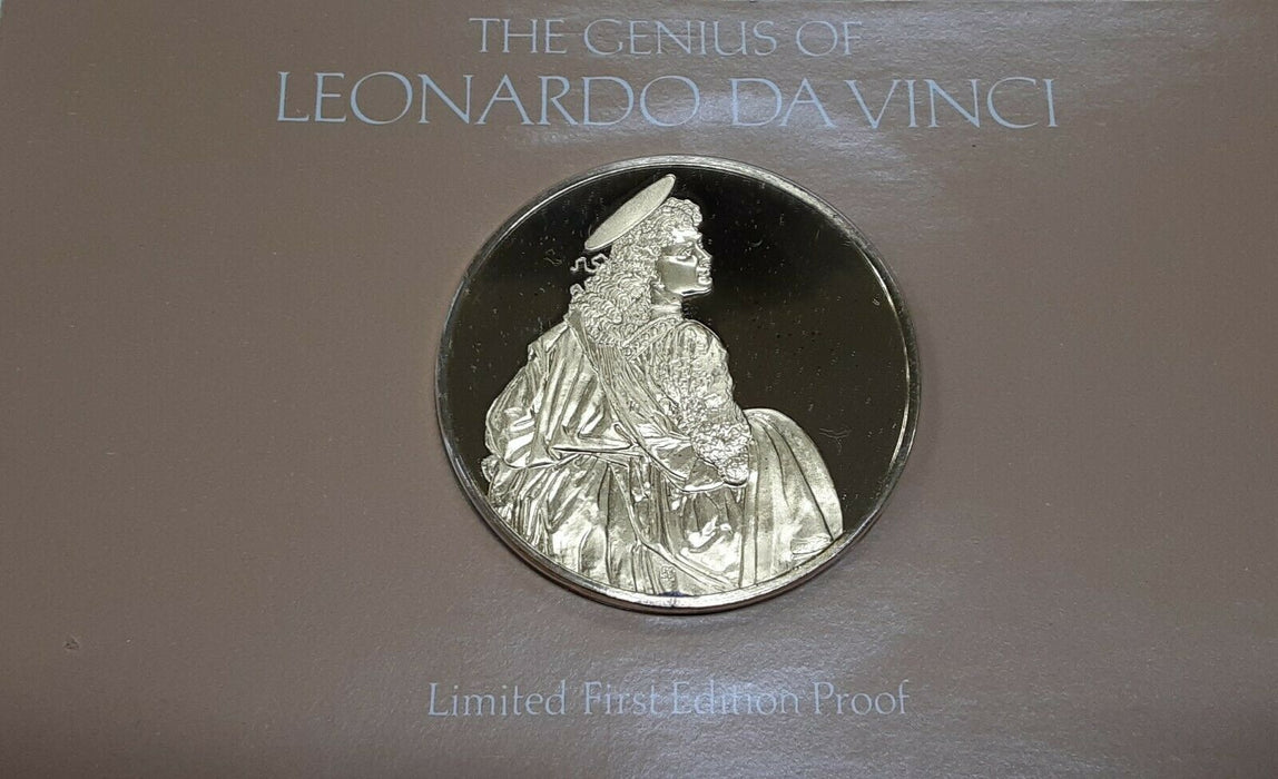 Franklin Mint Genius/DaVinci PF Gold Plated .925 Silver Medal- Kneeling Angel