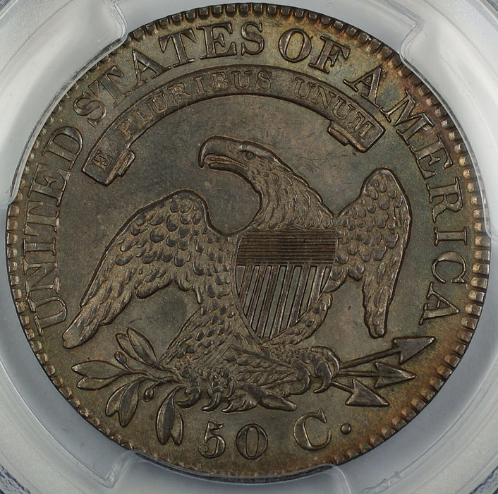 1827 Bust Silver Half Dollar, PCGS UNC Details, Square Base 2, Choice BU, BW