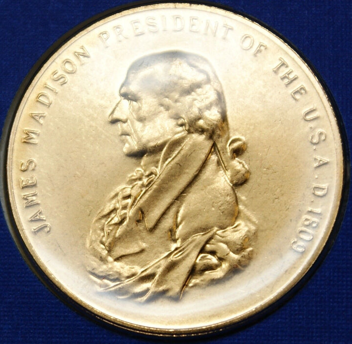 James Madison Presidential Medal, 24kt Gold Electroplated