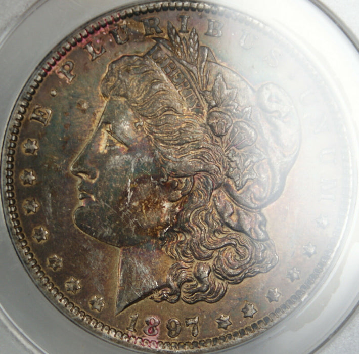 1897-O Morgan Silver Dollar Coin, ANACS AU-58 Details - Cleaned, Toned Coin