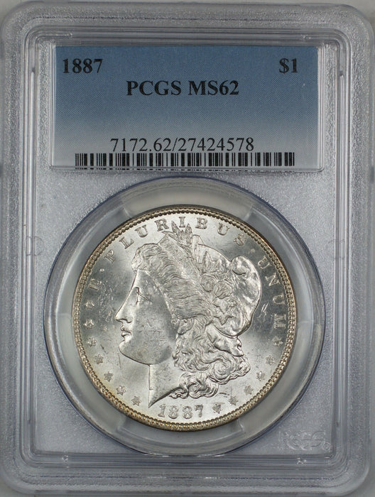 1887 Morgan Silver Dollar $1 PCGS MS-62 (Better Coin) (3G)