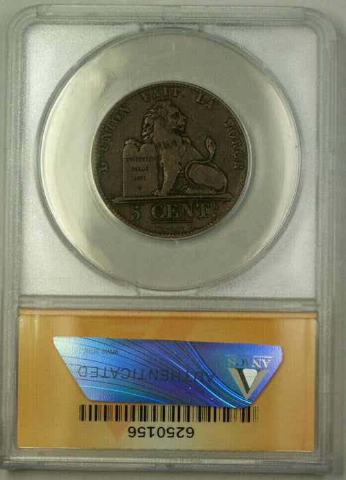 1848 Belgium 5 Cents Coin ANACS VF-20