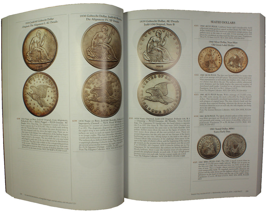 January 6-8 & 10-11 2016 U.S. Coin Auction #1231 Catalog Heritage(A172)