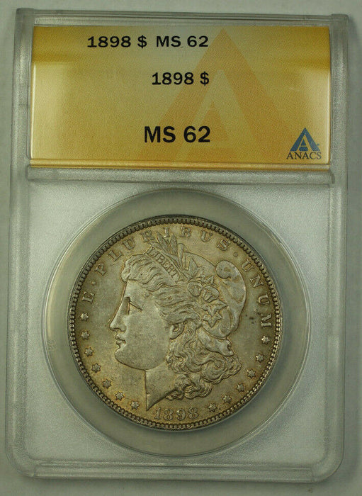 1898 Morgan Silver Dollar $1 ANACS MS-62 Better Coin Toned JMX