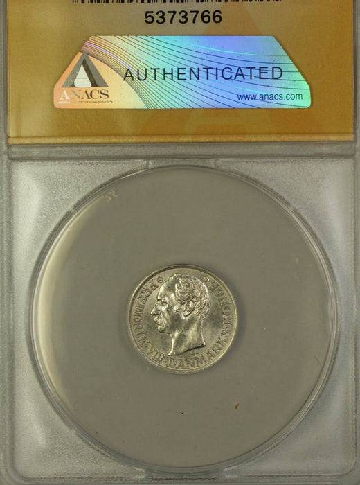 1907 Denmark 25 Ore Silver Coin ANACS MS-63
