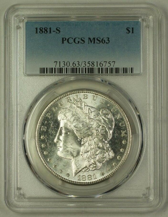 1881-S US Morgan Silver Dollar $1 Coin PCGS MS-63 (Better) (I) 9