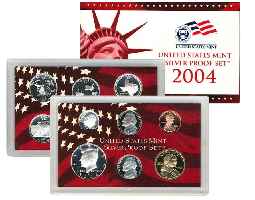2004 US Mint Silver Proof Set 11 Gem Coins w/ Box & COA