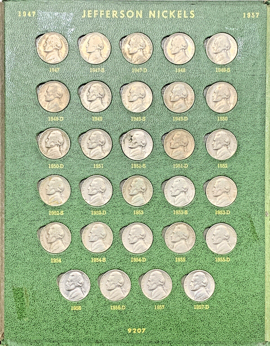 1938-1962 Jefferson Nickel Complete Set-Old Green Whitman Album (F)