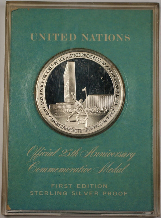 1970 United Nations UN Twenty-Fifth Anniversary Silver Medal First Edition