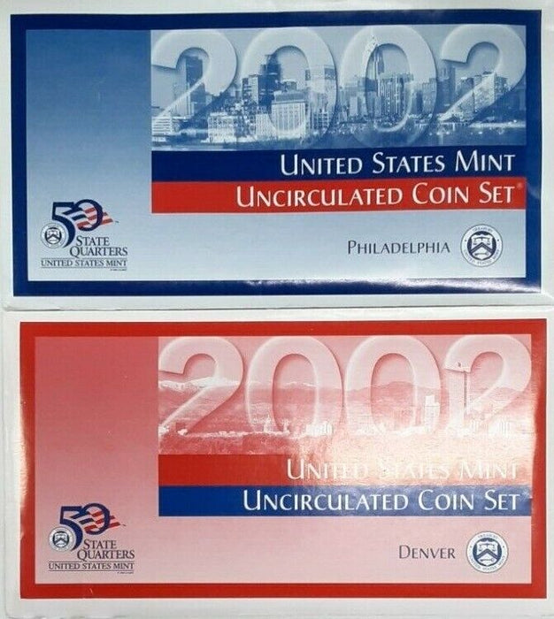 2002 P&D United States 20 Coin BU Mint Set In Original Plastic NO Envelope & COA