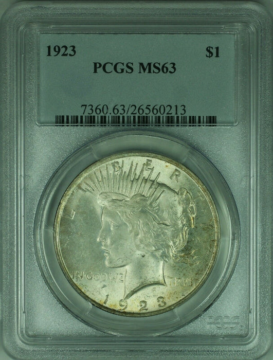 1923 Peace Silver Dollar S$1 PCGS MS63 Lightly Toned (24N)