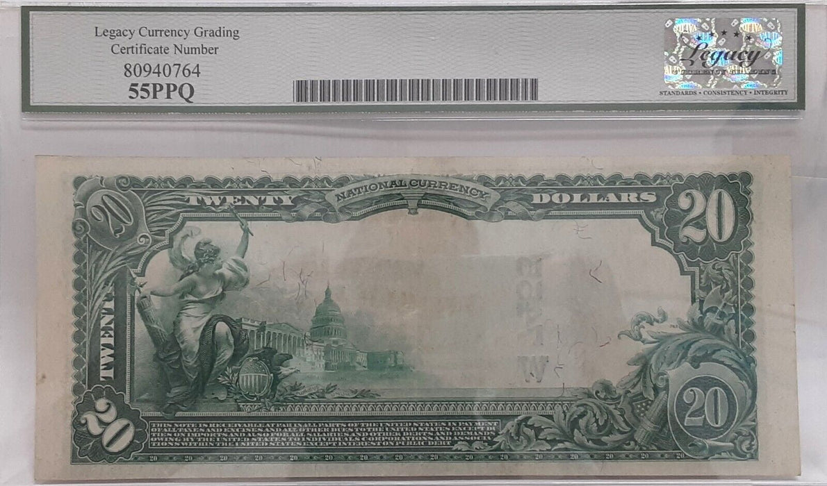 1902 $20 National Currency PB West Nat'l Bank Mitchell SD CH#W-7455 Legacy 55PPQ