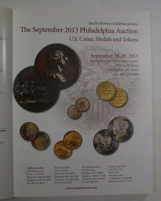 Sept 18-20 Stacks & Bowers Catalog US Coins Medals & Tokens Philadelphia RSE A29