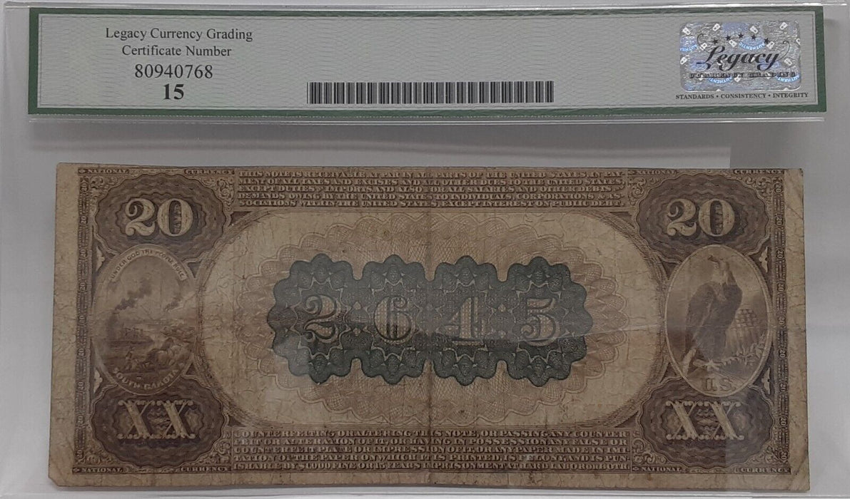 1882 $20 National Currency BB 1st Nat'l Bank Mitchell SD CH#2645 Legacy F-15