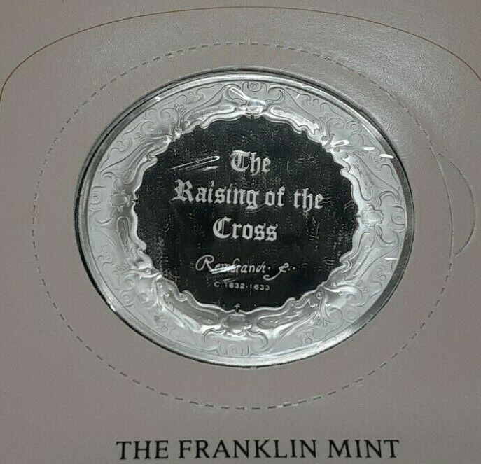 Franklin Mint Genius/Rembrandt PR .925 Silver Medal-Raising the Cross in Card