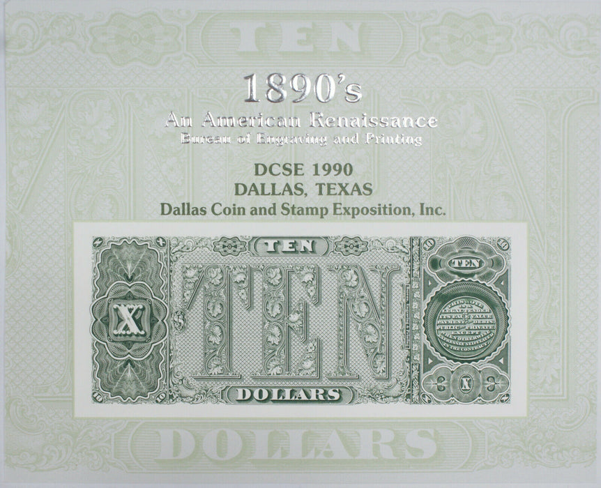 BEP Souvenir Card B 139 1990 DCSE 1890 $10 Back Treasury Note