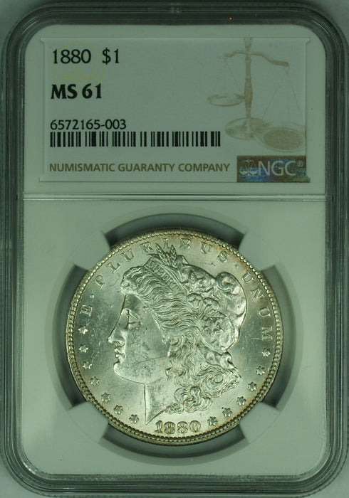 1880 Morgan Silver Dollar S$1 Coin NGC MS-61 Better Coin Toned Reverse (46B)