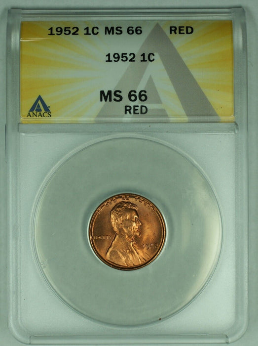 1952 Lincoln Wheat Cent 1C Coin ANACS MS 66 RD (32)