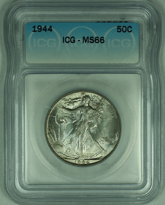 1944 Walking Liberty Half Dollar Toned 50C ICG MS 66 (50)