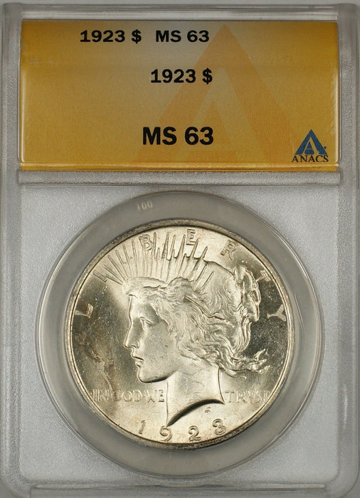 1923 Peace Silver Dollar $1 ANACS MS-63 (Better Coin) (10c)