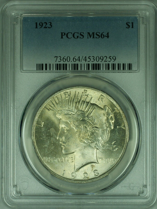 1923 Peace Silver Dollar S$1 PCGS MS-64  (40F)