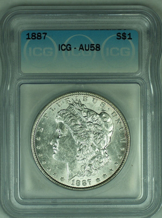 1887 Morgan Silver Dollar $1 Coin ICG AU 58 (23)