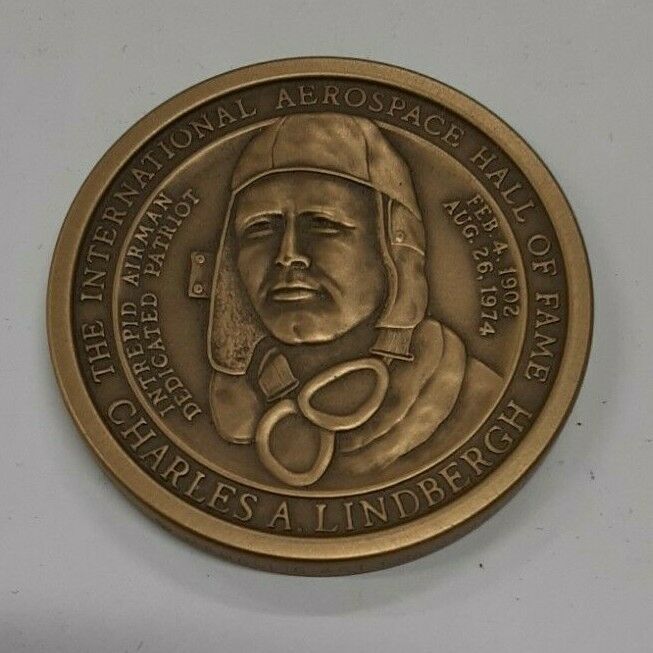 Lindbergh Trans-Atlantic Flight Golden Jubilee Bronze Medal Medallic Art Co
