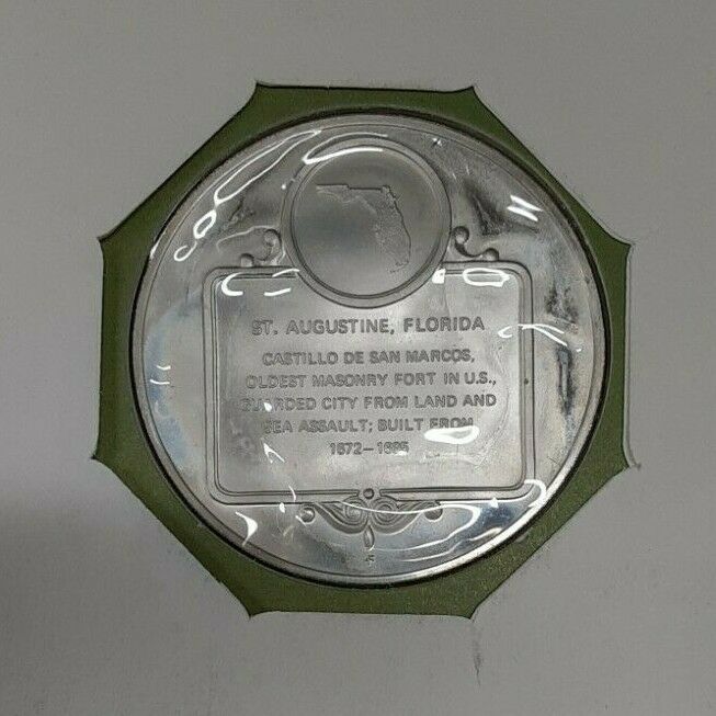 1971 St. Augustine Florida Great Historic Sites Medal Proof Silver 1st Day Cover
