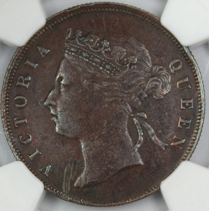 1897 Straits Settlements Cent, NGC AU Details, Obverse Damage, UK Penny
