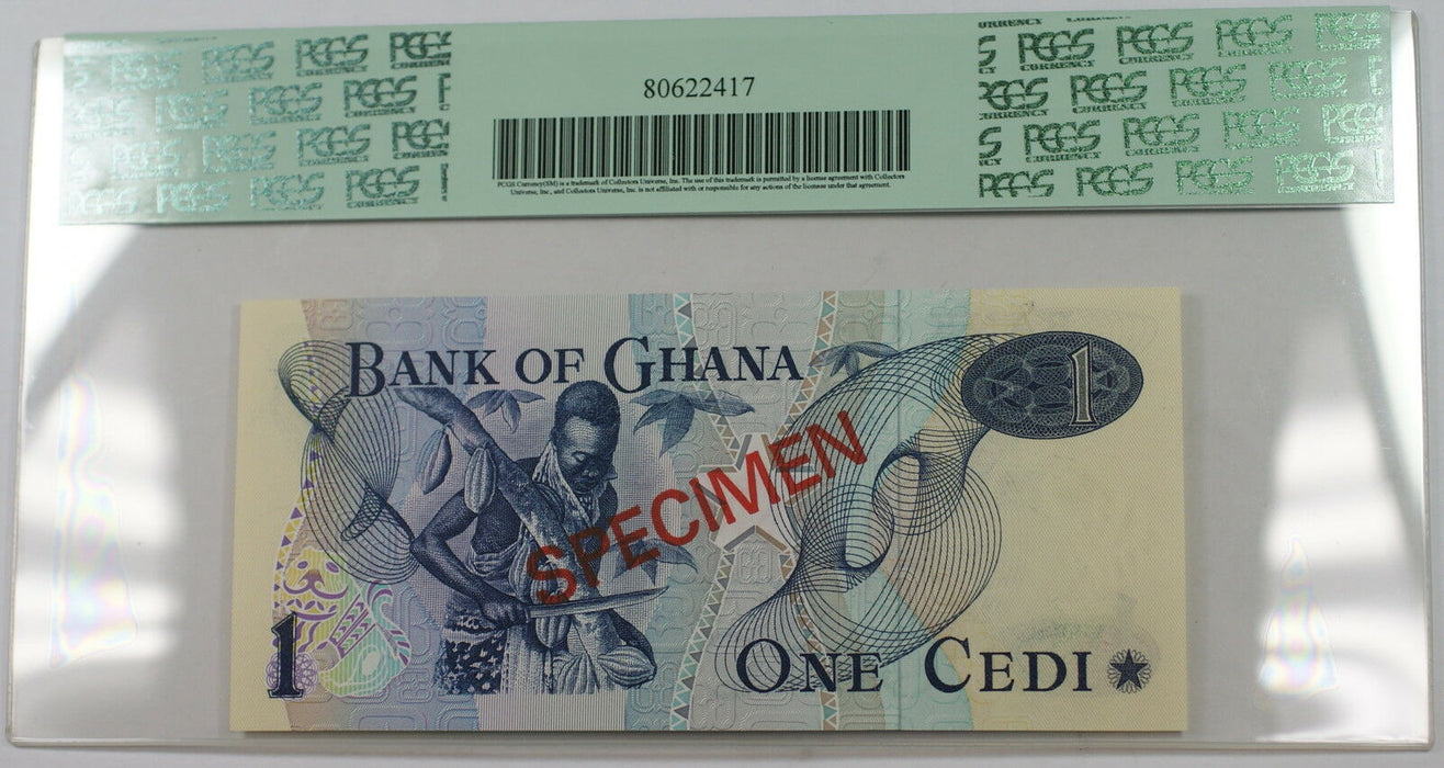 2.1.1976 Bank of Ghana 1 Cedi Specimen Note SCWPM# 13c-CS1 PCGS 66 PPQ Gem New