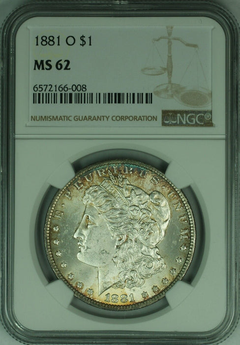 1881-O Morgan Silver Dollar $1 NGC MS-62 Better Coin Toned  (46)