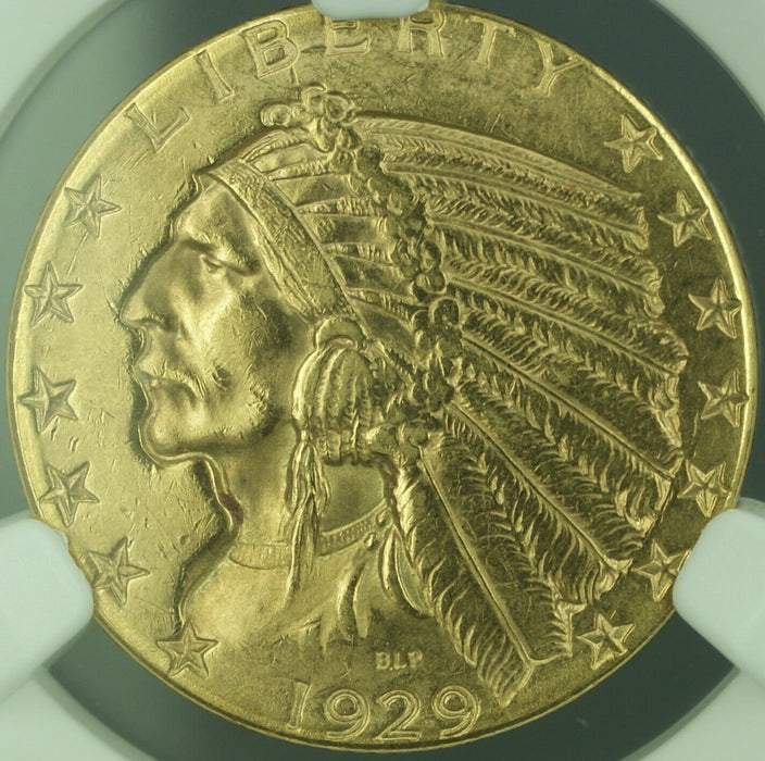 1929 Indian Half Eagle $5 Gold Coin NGC UNC Details BU (KD)
