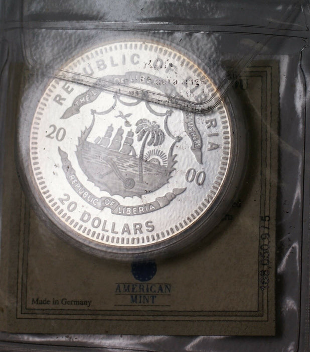 2000 Republic of Liberia Louisiana Purchase Fine Silver $20 Dollars Proof Coin