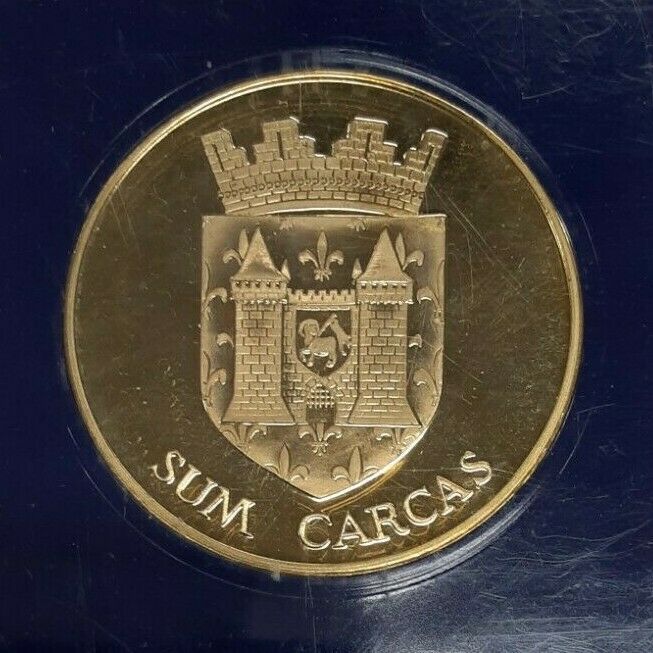 Carcassonne France 22ct Gold Plated Medal in Plastic Holder