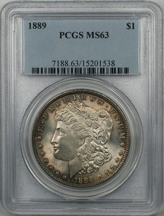 1889 Morgan Silver Dollar $1 Coin PCGS MS-63 Toned (BR-22 L)