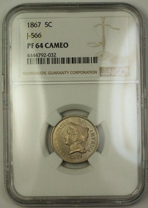 1867 Nickel Pattern Proof 5c NGC PF-64 CAM Cameo *Better Coin* J-566 Judd WW